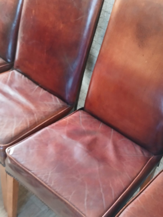 Image 1 of Fraaie leren eetkamerstoelen3