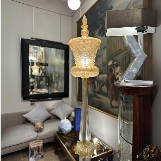 Image 1 of Lámpara De Pie, Cristal De Murano Y Polvo De Oro, Barovier & Toso, 50’S – Italia