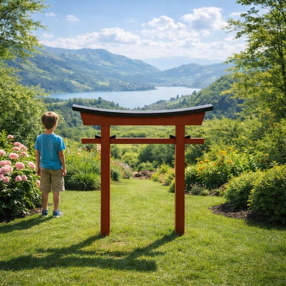 Image 1 of Handgemaakte Japanse tuinpoort (torii) van hout – model Torii 021 nieuw