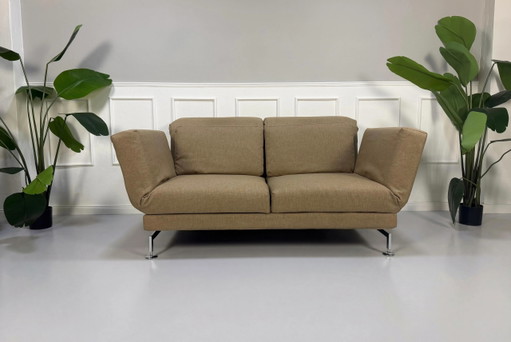 Brühl Moule Sofa Beige Sand Schlafsofa Designer Couch Chrom