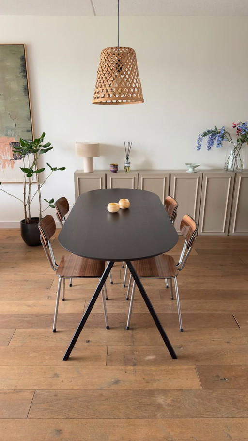 Tavolo da pranzo semi-ovale in rovere – Nero/Antracite