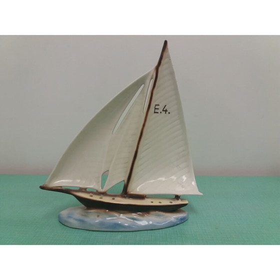 Image 1 of Vintage ceramic sailboat, Czechoslovakia 1935