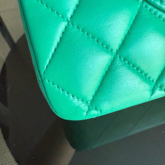 Image 1 of Chanel Classic Flap Medium - 25CM Quilted Lambskin Light Green Silver Hardware Series 16