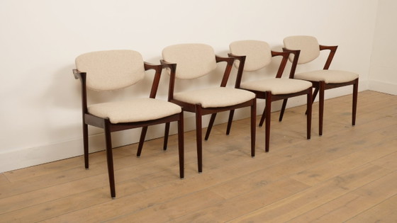 Image 1 of Juego de 4 sillas de comedor | Kai Kristiansen | Silla Z - modelo 42 | Palisandro
