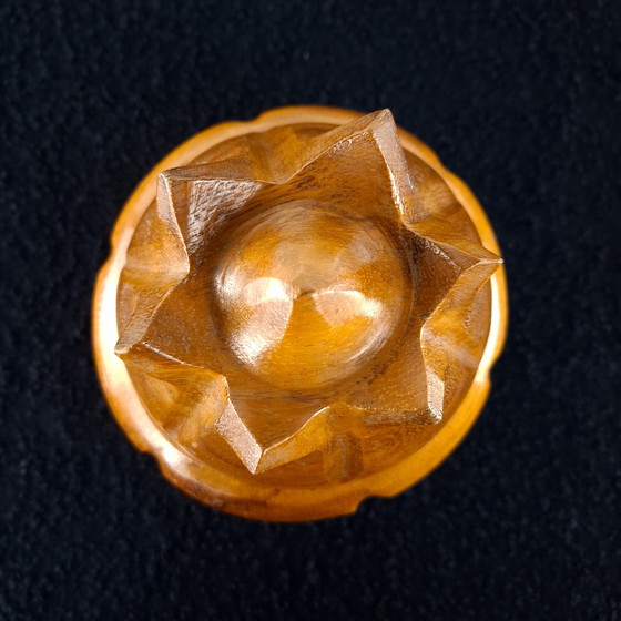 Image 1 of Vintage 1970s teak pot, flower shape