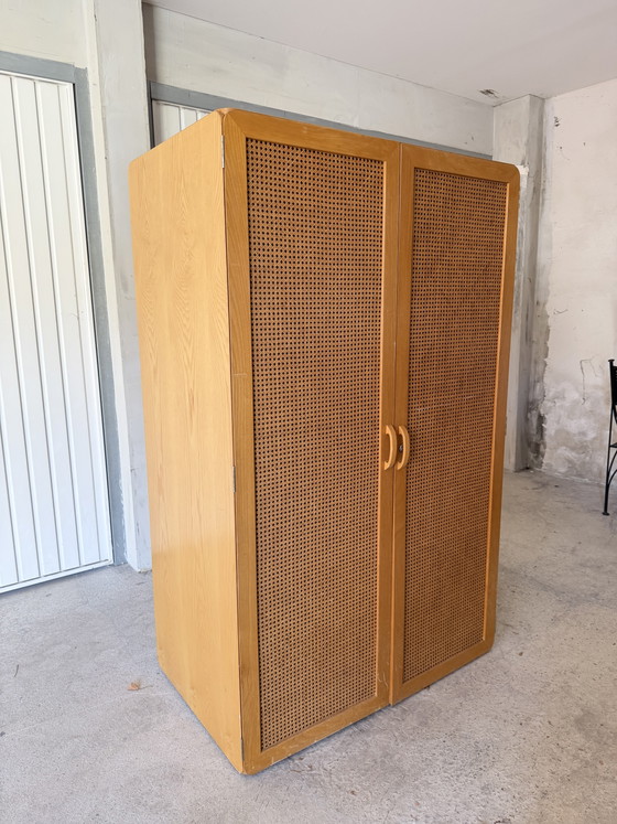 Armoire Vintage Derk Jan De Vries – Années 1960/70 – Bois Et Cannage – Wood (photo 13 of 14)
