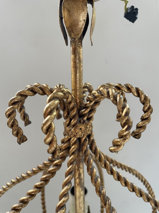 Image 1 of Vintage pendant lamp chandelier gilded Hollywood Regency