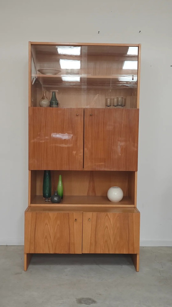 Buffet / Bibliothek OP-010 Drevotex Zamberk aus der Tschechoslowakei 1977 – Aufbewahrungsschrank, Wood, Glass (photo 6 of 19)