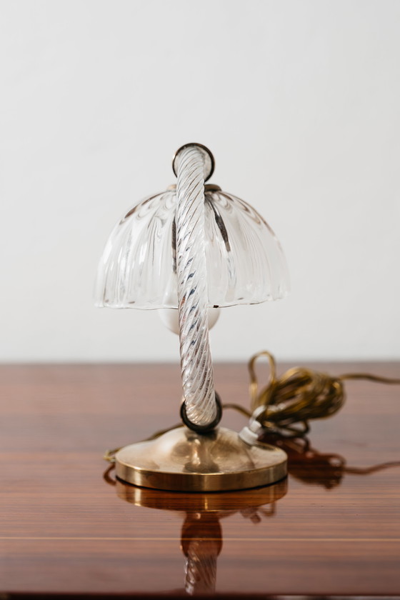 Image 1 of Barovier & Toso Pair of Murano Glass and Brass Lampshades, 1950s Vintage