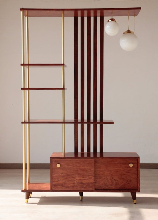 Illuminated Room Divider - Rosewood & Brass