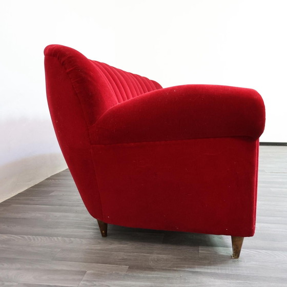 Image 1 of Sofá Art Déco Guglielmo Ulrich con diseño original de terciopelo de la década de 1940