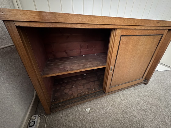 Vintage Wooden Sideboard With Sliding Doors (photo 5 of 5)