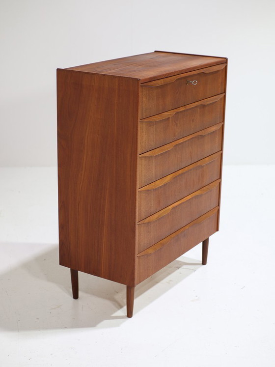 Image 1 of Tall teak chest of drawers vintage 1960s Danish