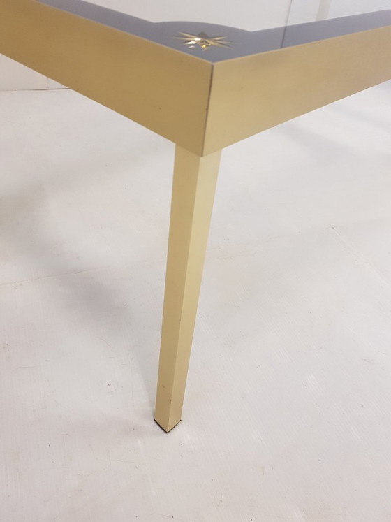 Image 1 of TABLE BASSE VINTAGE ALUMINIUM DORE & VERRE ETOILE 1960 ANNEES 60 60'S 60S
