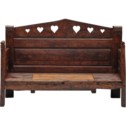 Banc vintage sculpté avec espace de rangement