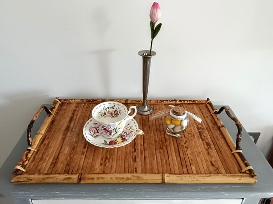 Image 1 of Bamboo and Rattan Service Tray