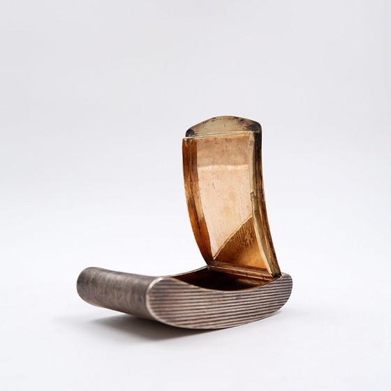 Image 1 of Silver vermeil ribbed pocket snuffbox - 19th century