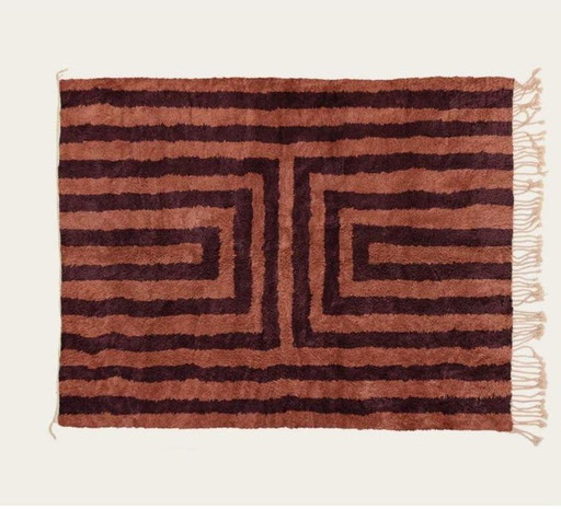 Ecru Berber Rug with Geometric Patterns 150/250cm – vloerkleden en tapijten, Wool (photo 2 of 5)