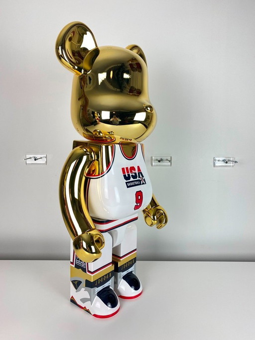Bearbrick Michael Jordan 1992 Dream Team USA Jersey gold chrome 1000% MEDICOM toys 2021