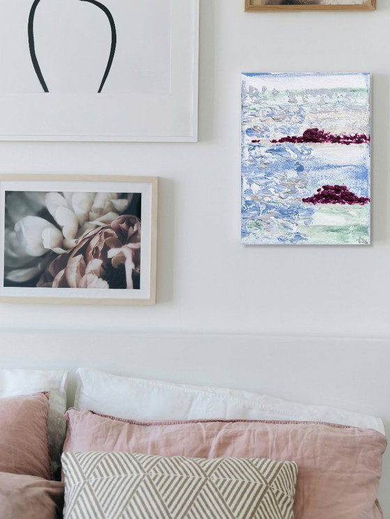 Image 1 of Abstract painting VOLT Hellebore, original modern artwork 18x24 cm.