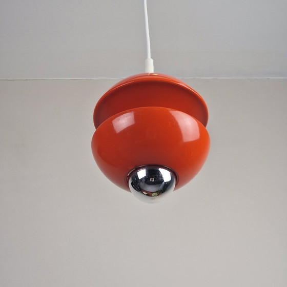 Image 1 of Vintage Kaiser Leuchten hanglamp – ontwerp Klaus Hempel – Space Age (1970s, Duitsland) – Oranje