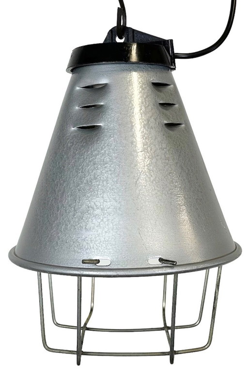 Grey Industrial Aluminium Cage Pendant Lamp, 1970s