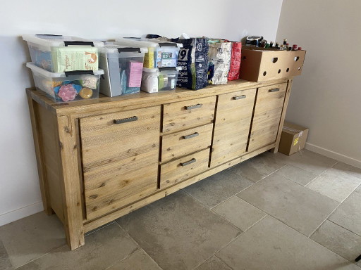 Credenza in legno massello di acacia (230x47x85) (3 cassetti, 3 ante)