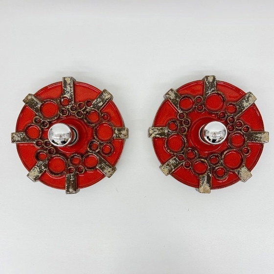 Image 1 of Pareja de apliques de cerámica Hustadt Leuchten , años 70