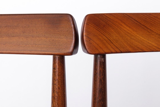 Image 1 of Pair Vintage Danish Rosewood Dining Chairs, 1960s Mid-Century Modern, Leather Seats