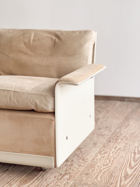 Image 1 of Sedia da salotto moderna di metà secolo in fibra di vetro e pelle scamosciata di Dieter Rams per Vitsoe, Germania, 1960