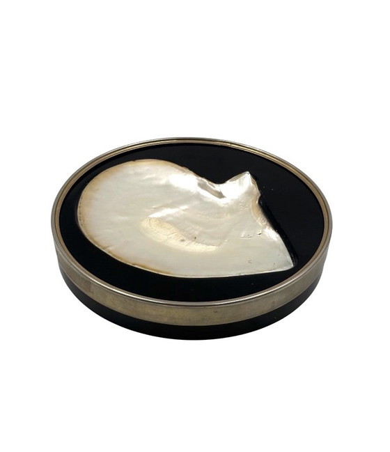 Hollywood regency shell vide poche, Italy 1970, Decorative Objects, Metal, Other, Black, Mid Century Modern (photo 5 of 13)
