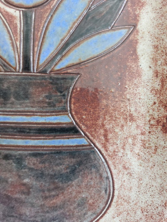 Image 1 of Marie-Henriette Bataille para Atelier Dour - Placa de pared de cerámica de mediados de siglo (Bélgica, década de 1960)