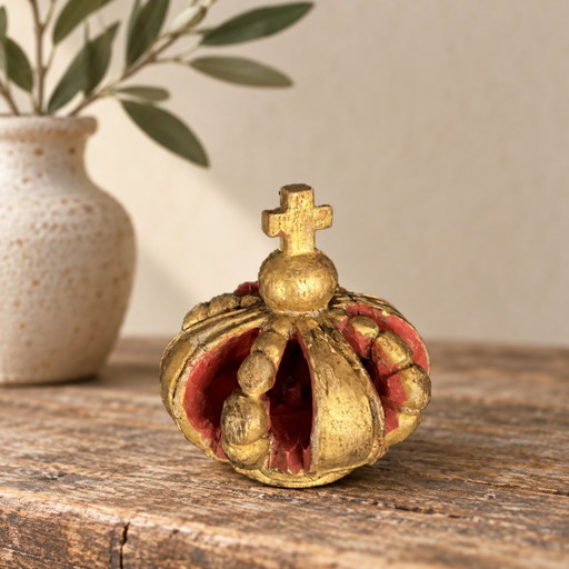 Corona religiosa iberica del XVIII secolo in legno intagliato e dorato – beeldhouwkunst, Wood