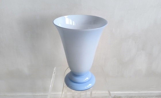 Image 1 of 😍✨ Magnificent large vintage lamp in opaline blue Bohemian glass — signed Czechoslovakia — 1960s/70s ✨😍