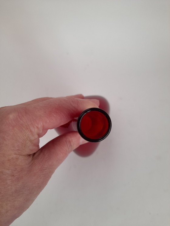 Image 1 of Gunnar Ander triangular red vase for Elme Glasbrück