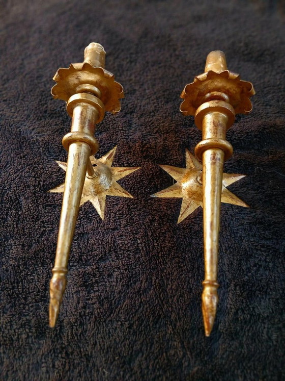 Splendido set di applique da parete in ferro dorato di Gilbert Poillerat – Gold, Iron (photo 5 of 6)