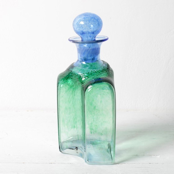 Decanter vintage in vetro verde e blu Antikva di Bertil Vallien / Bruksforshyttan / Svezia / 1994 (photo 4 of 17)