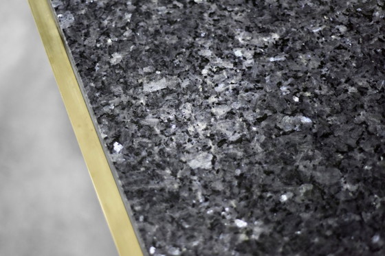 Image 1 of Vintage Mid-Century Italian Modern Brass Coffee Table with Stone Top, 1970s