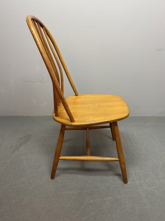 Image 1 of Set of 4 Mid-Century Design Spindle Back Dining Chairs by Bengt Akerblom & Gunnar Eklöf for Nässjö Stolfabrik, Sweden 1950s.