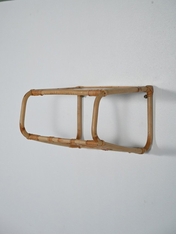 Image 1 of Table de chevet murale en bambou, années 1960