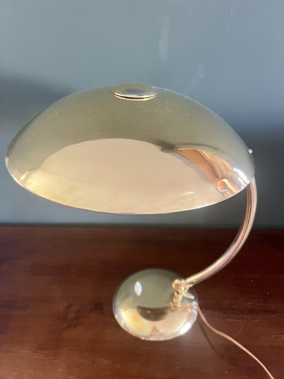Image 1 of E. Hillebrand Bauhaus desk lamp model 7164, ca. 1930s. High-gloss polished brass.