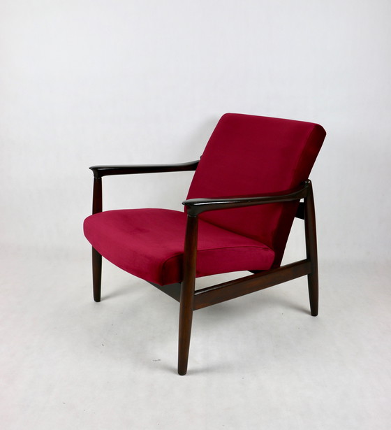 Image 1 of Burgunderfarbener Gfm-064 Samt-Sessel von Edmund Homa, 1970er Jahre