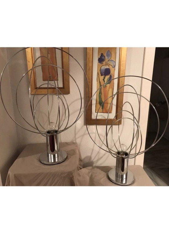 Fase Planeta/ Barnaba by Angelo Brota 1950s Spanish Lamps X 2 Original First Addition. – Table lamps, Metal (photo 4 of 5)