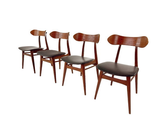 Image 1 of Louis van Teeffelen ‘Kastrup’ eetkamerstoelen voor Wébé – set van 4