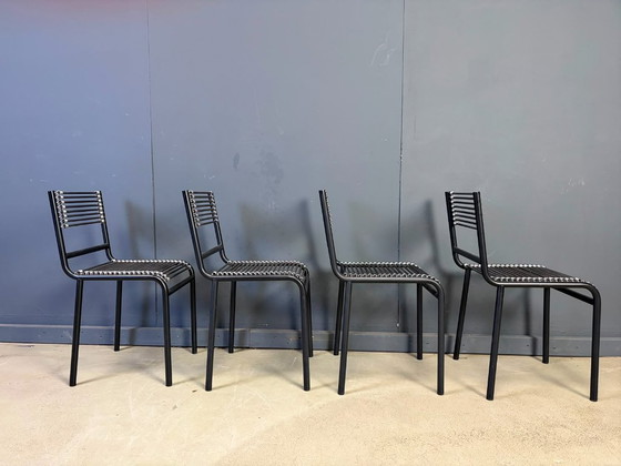 Set Of 4 Sandow Dining Chairs By Rene Herbst, 1980s – Metal (photo 8 of 9)