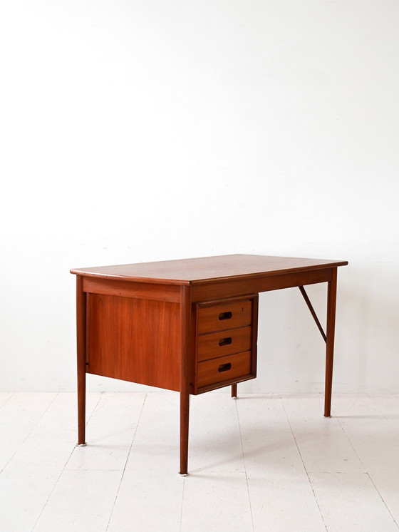 Image 1 of Scandinavian Teak Desk with Three Drawers, 1950s/60s