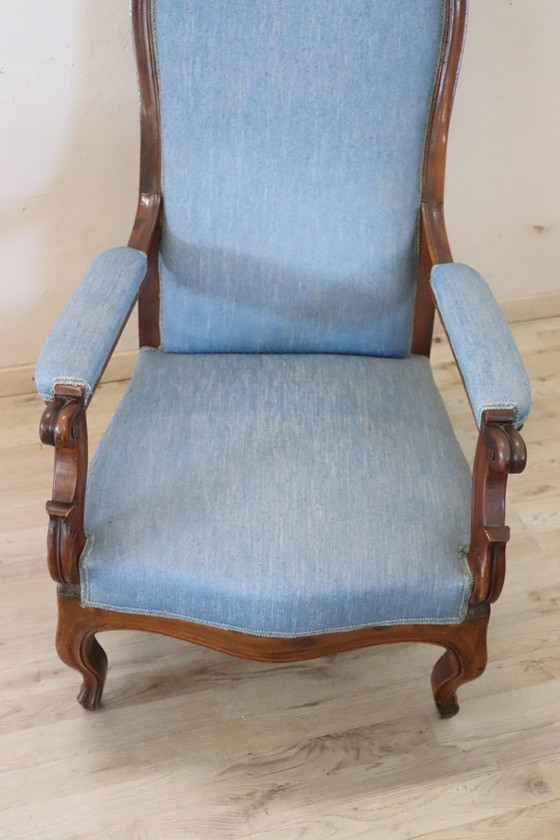 Image 1 of Fauteuil ancien en noyer, Italie Mid Century