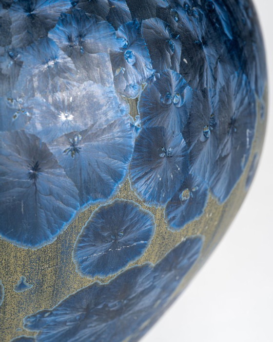 Image 1 of Vase en céramique Crystalline Blue Studio d'Albert Kiessling – Allemagne, 1996