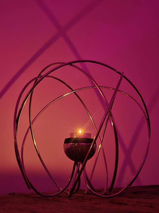Image 1 of Portacandele dal design vintage Space Age - Cromato - Atomico
