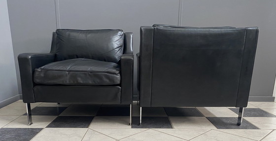 Image 1 of 2 black leather Tecta chairs by Hans Konecke 1960s model D45